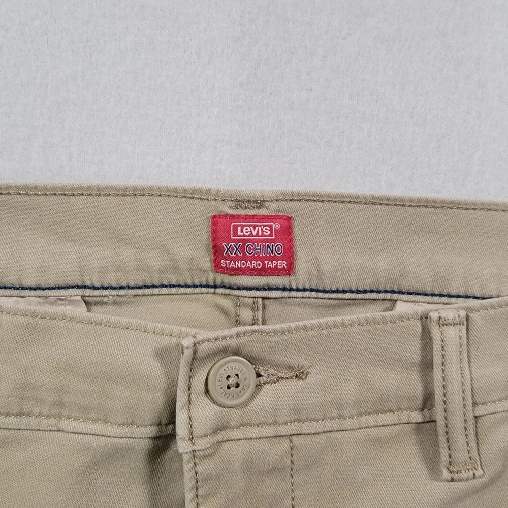 Levi's XX Chino Standard Taper Pants Mens 38x34 Khaki Solid Tapered Cotton Blend